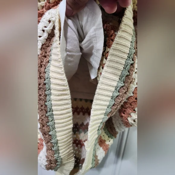 Promesa Crochet Multi Color Striped Halter Mini Dress Women's Large - Picture 4 of 7